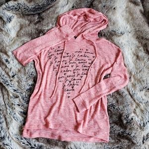 Pink Thin Hoodie W/Love Quotes in French